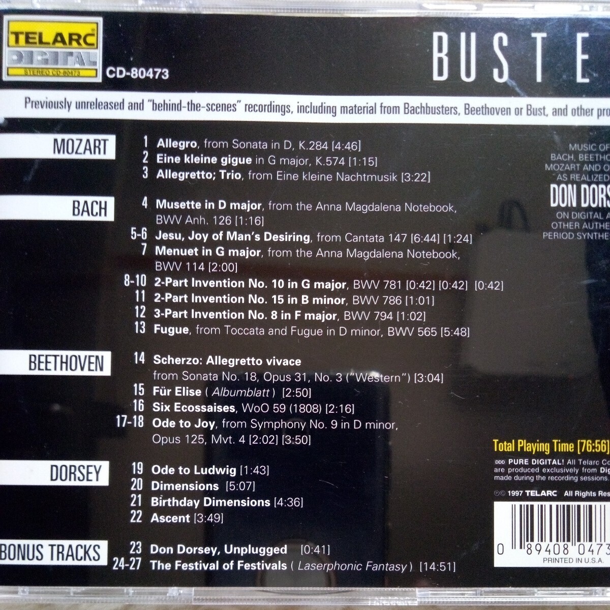 BUSTED ドン.ドーシー(シンセサイザー)　　モーツァルト、バッハ、ヴェートーベンほかの曲を演奏 TELARC CD-80473 美盤_画像3