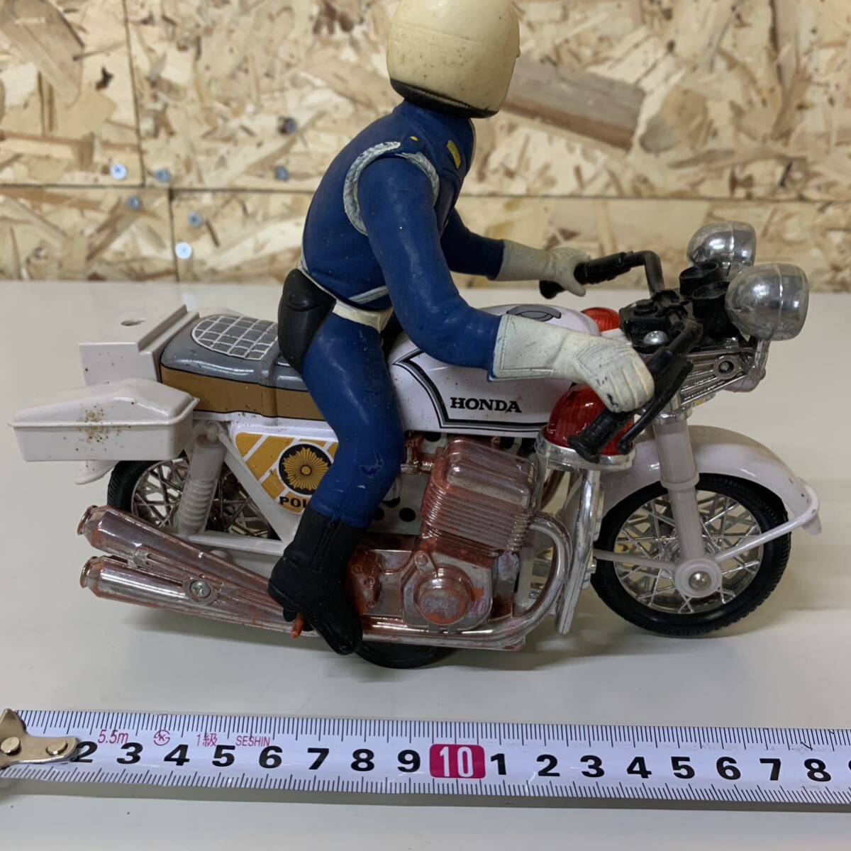 白バイ　レトロ　おもちゃ　HONDA POLICE 警察　バイク　MADE IN JAPAN K172_画像3