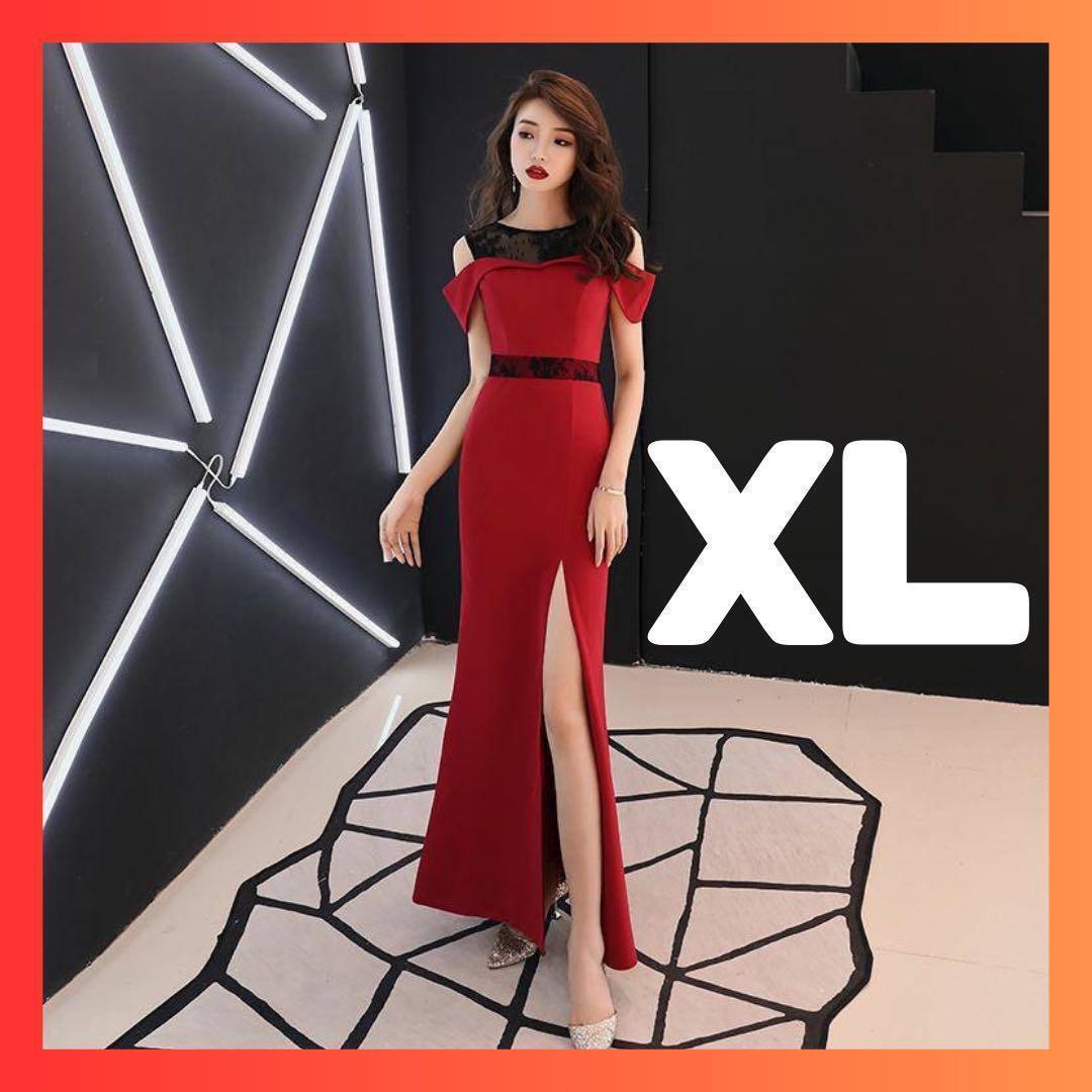 【キャバドレス】XL 赤　ロングワンピース セクシー パーティー タイト_画像1