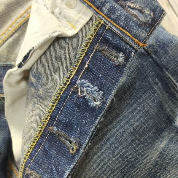 希少 LVC☆LEVIS リーバイス☆66501 日本製 BIGE クラッシュリペア加工 ビンテージ 復刻 レプリカ デニム W32 S1646_画像6