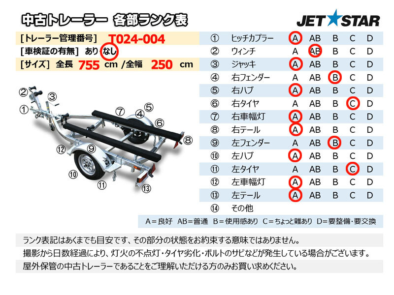 【引き取り限定】SEADOO純正 23Fトレーラー 自動車検査証なし・再登録不可 中古[T024-004]_画像3