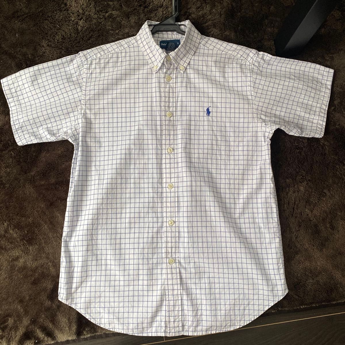 Ralph Lauren コットン ボタンダウンシャツ　青チェック 半袖シャツ