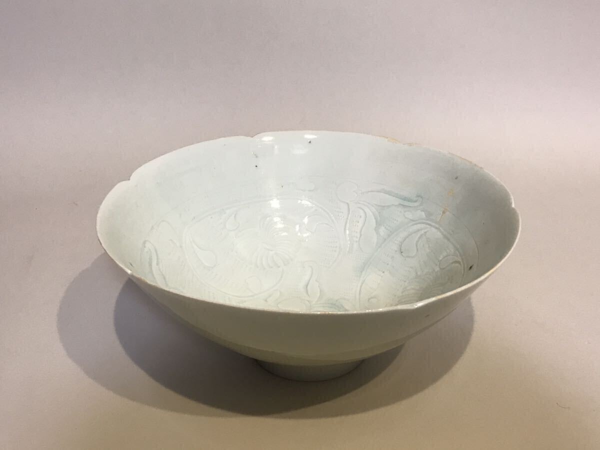 宋朝期 青白磁彫刻文茶碗 唐物 中国美術の画像3