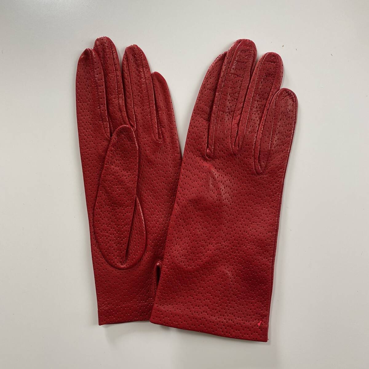 【美品】イタリア　セルモネータ　SERMONETA GLOVES レザーグローブ　革手袋　赤　サイズ7 裏地無し_画像9