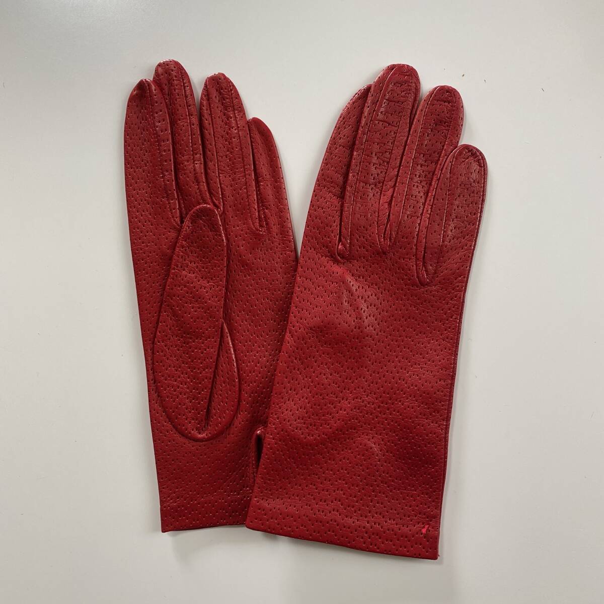 [ beautiful goods ] Italy CERUMO ne-taSERMONETA GLOVES leather glove leather gloves red size 7 lining less 