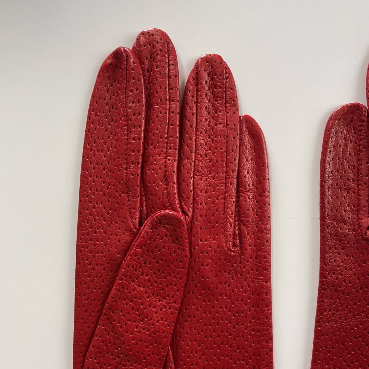 [ beautiful goods ] Italy CERUMO ne-taSERMONETA GLOVES leather glove leather gloves red size 7 lining less 