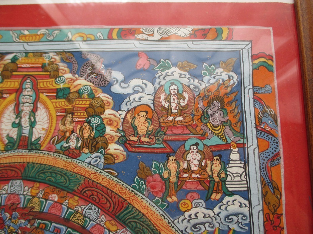□額入り□ ネパールで購入した絵 宗教画 曼荼羅 仏教 お釈迦様 神様 Nepal _画像5