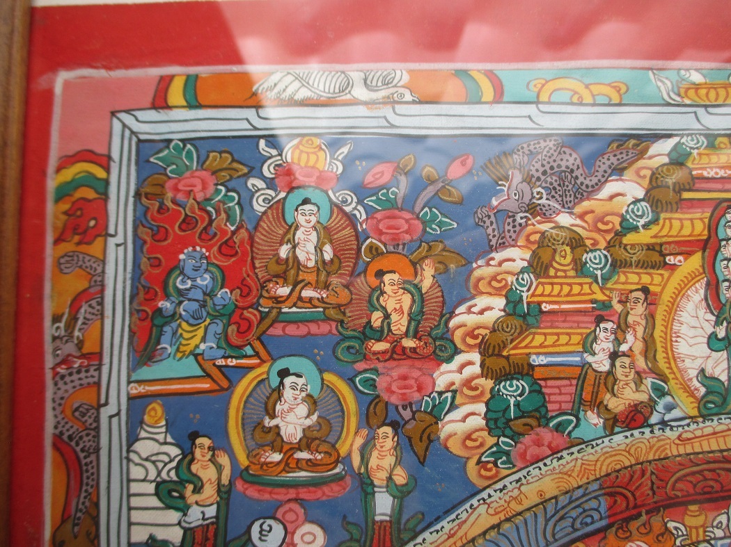 □額入り□ ネパールで購入した絵 宗教画 曼荼羅 仏教 お釈迦様 神様 Nepal _画像4