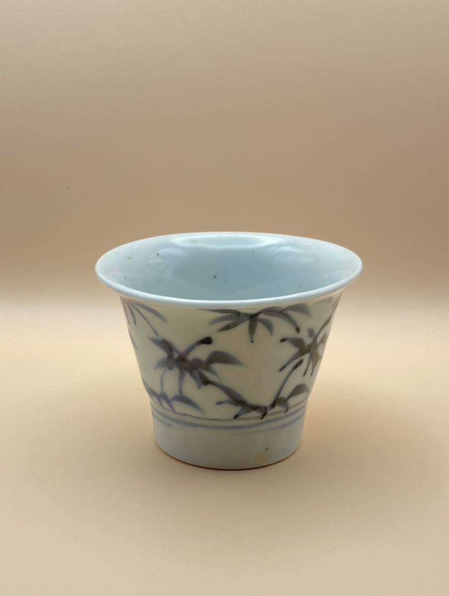 [ beautiful goods ] old Imari blue and white ceramics soba sake cup Edo Edo era ... sake cup [No,1565]
