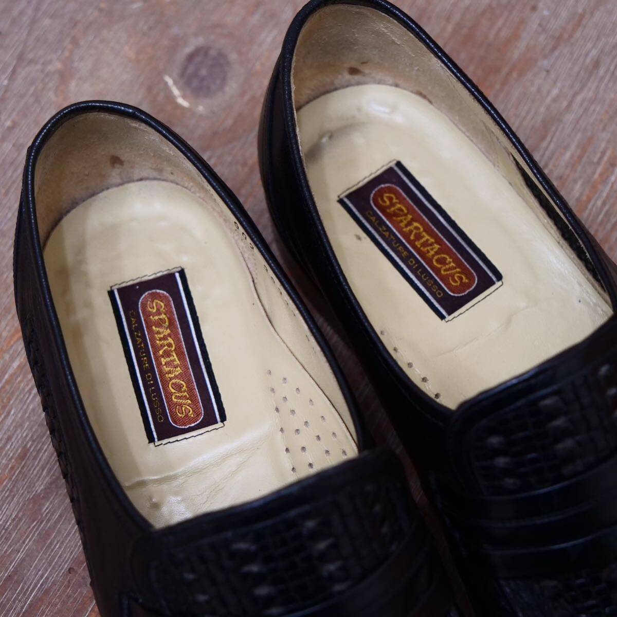 極美品◎【SPARTACUS】スパルタカス イントレチャートコンビローファー ブラック UK8.5 27cm ビジネスカジュアル メンズシューズ 革靴の画像8