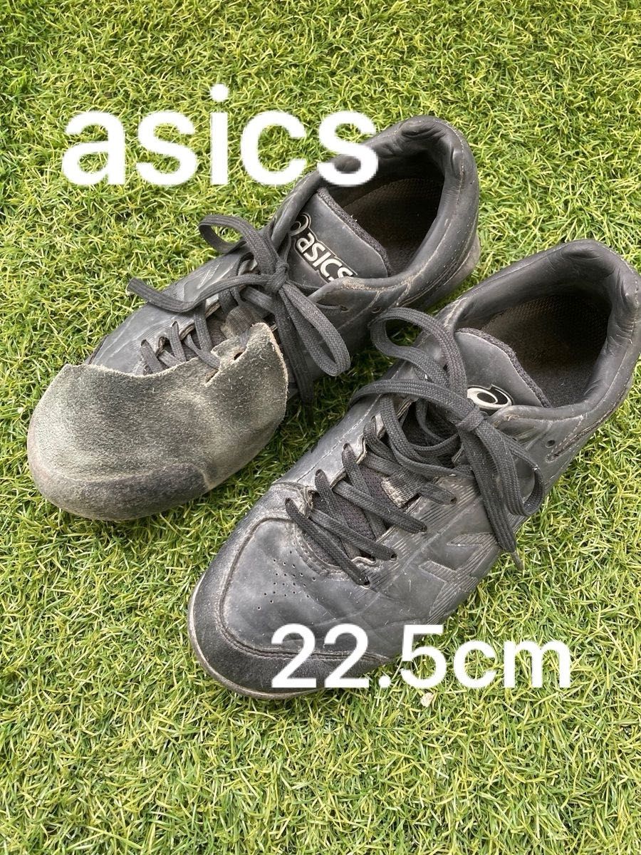 【中古品】アシックス asics 野球スパイク ポイント Pカバー付 22.5cm 黒