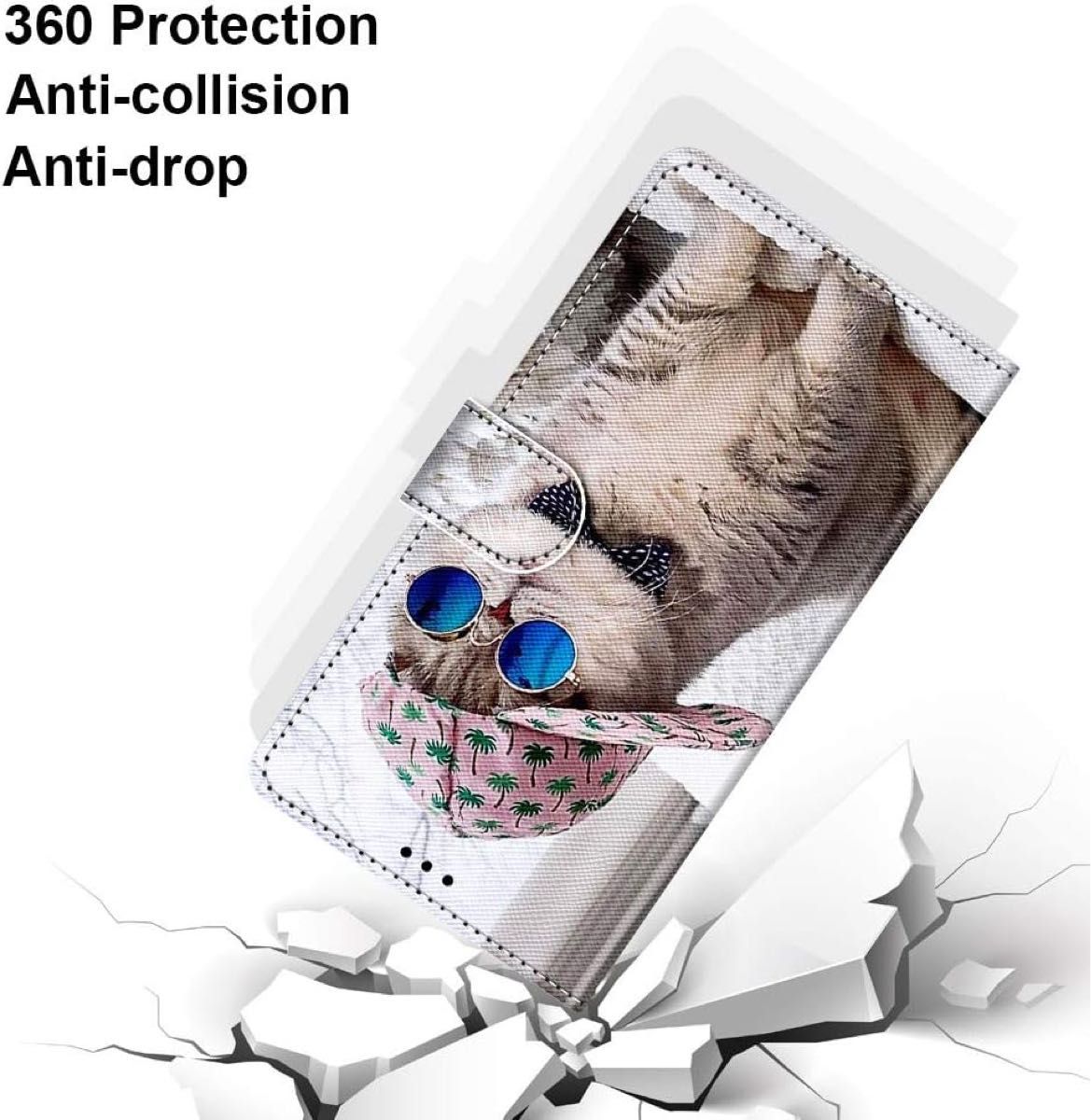 iPhone se ケース iphone8 iphone7 カバー かわいい 手帳型 猫 メガネ猫