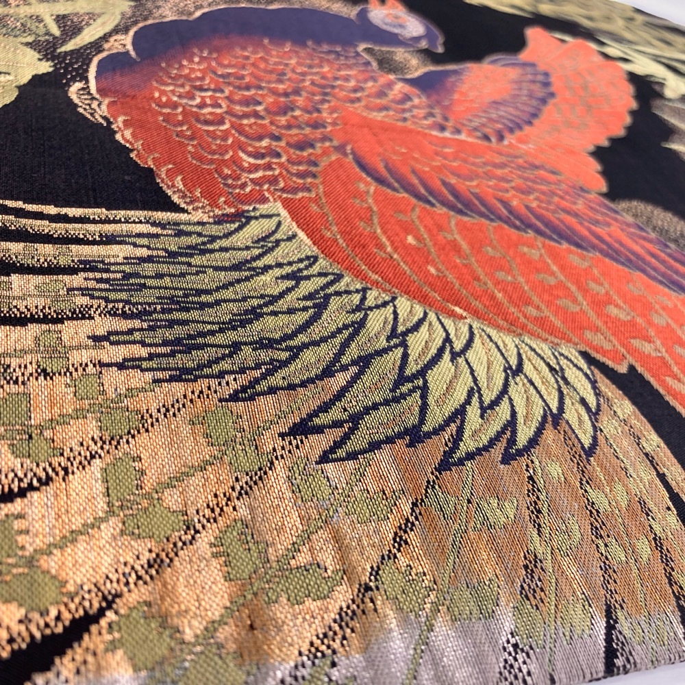  maru obi античный золотой нить птица животное .. бамбук черный Gold многоцветный obi длина 390cm obi ширина 33cm y204-2639040[Y товар ] японский костюм кимоно 13