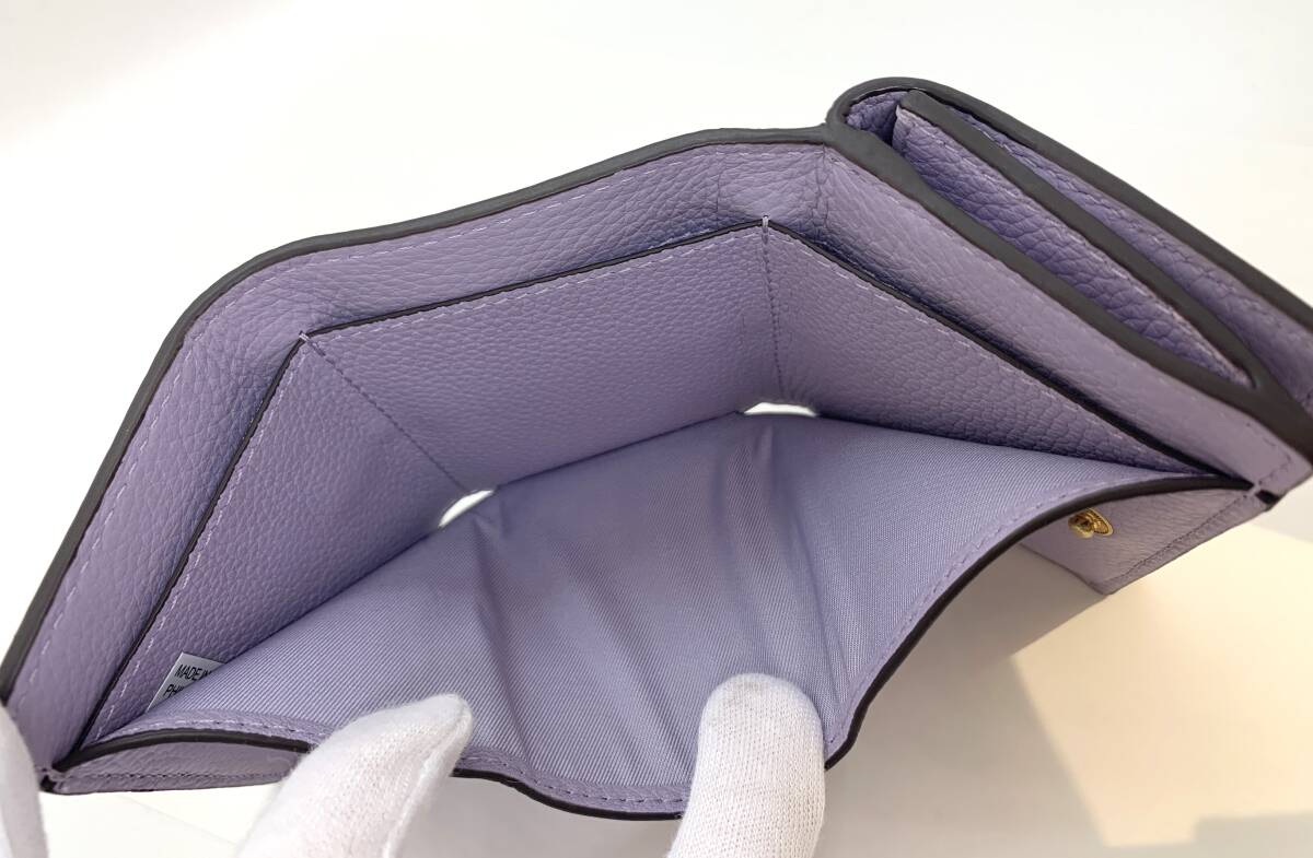 (SM1841) beautiful goods TORY BURCH Tory Burch Mac glow Try folding Mini wallet Mini purse folding purse purple purple lavender 