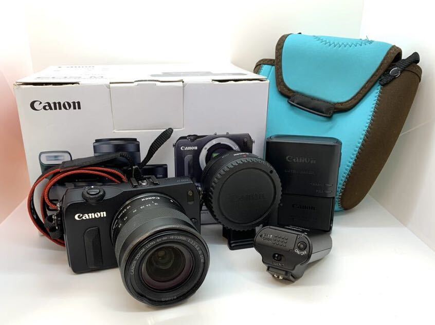 (OH1065)Canon キャノン EOS M カメラ EF-M18-55㎜1:3.5-5.6 isSTM Φ52㎜ EF-M22STM KIT レンズ バッテリー 望遠 充電器 動作確認済みの画像1