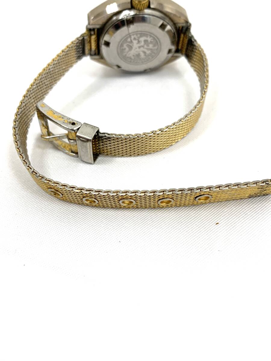 (HE884) TECHNOS テクノス GOLD Borazon Lady ゴールドボラゾンレディー ゴールドカラー AT 自動巻 腕時計 稼働品の画像8