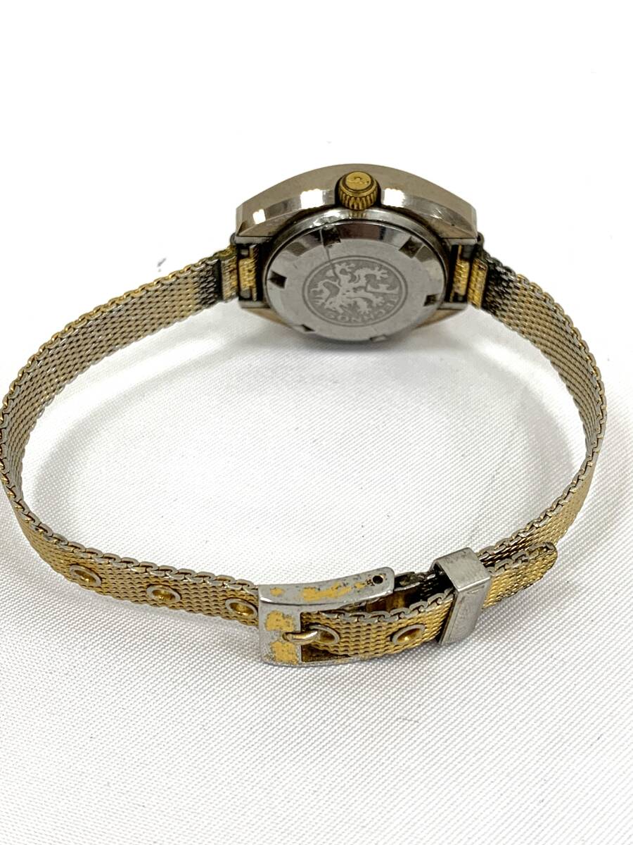 (HE884) TECHNOS テクノス GOLD Borazon Lady ゴールドボラゾンレディー ゴールドカラー AT 自動巻 腕時計 稼働品の画像5