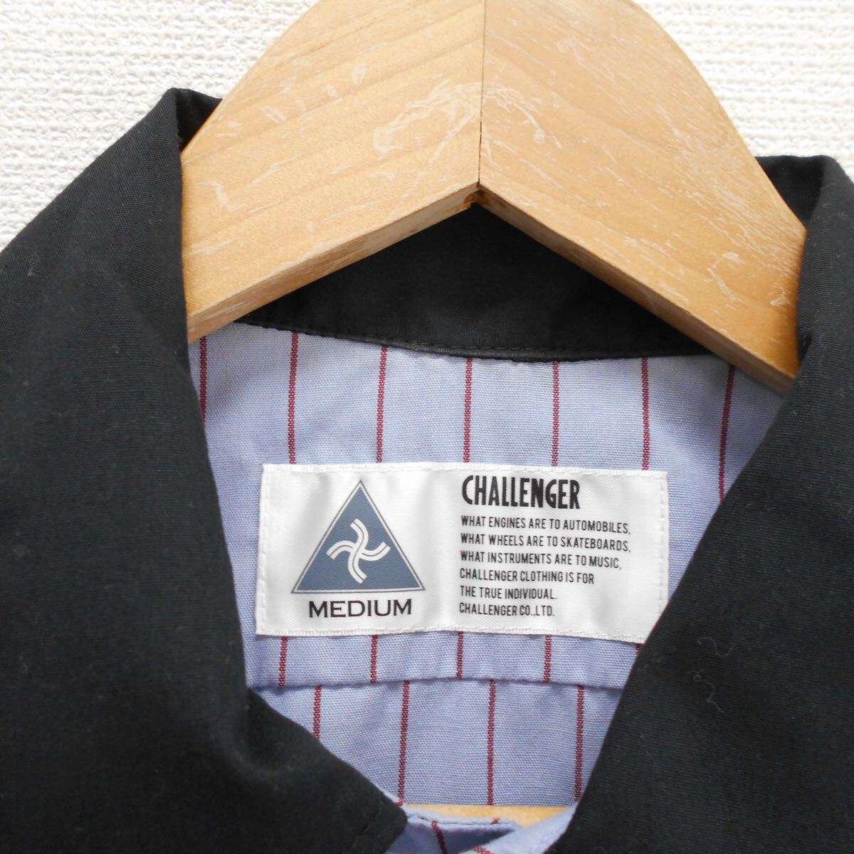 CHALLENGER チャレンジャー CLG-SH011-002 半袖シャツ ストライプ ロゴ チェーン刺繍 M 10116207の画像6