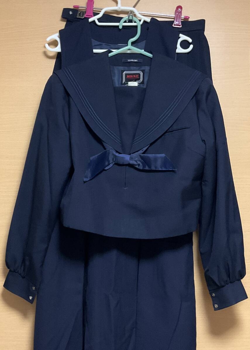 コスプレなどにどうぞ　☆　青色3本線セーラー服＆ジャンパースカート＆スカートセット_画像1