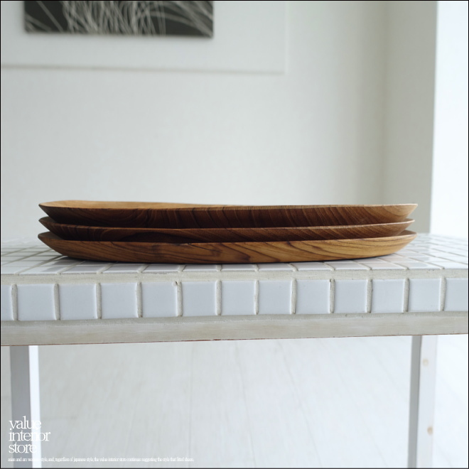 無垢材 ビーンズプレートL 盛り皿 パスタプレート 大皿 木の皿 ランチプレート 無垢材食器 チーク材 世界三大銘木の画像5