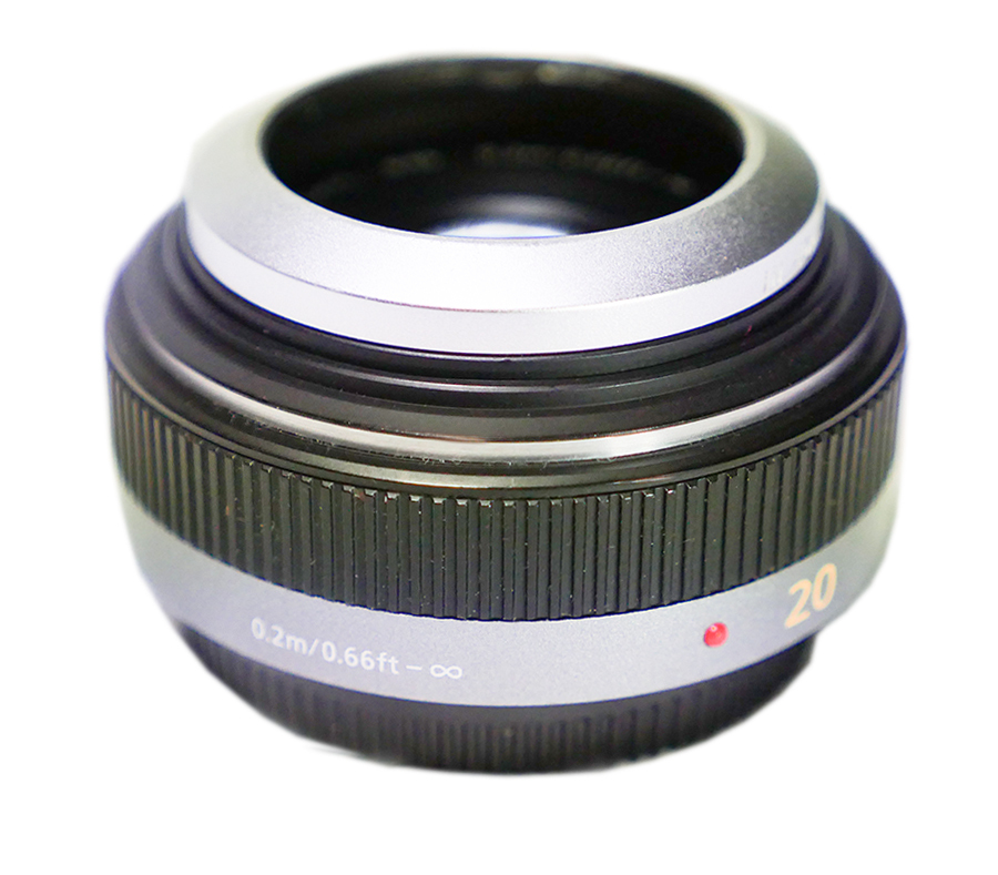 Panasonic LUMIX G 20mm / F1.7 ASPH. H-H020 カラーグレイ（希少）専用レンズフード付き_画像3