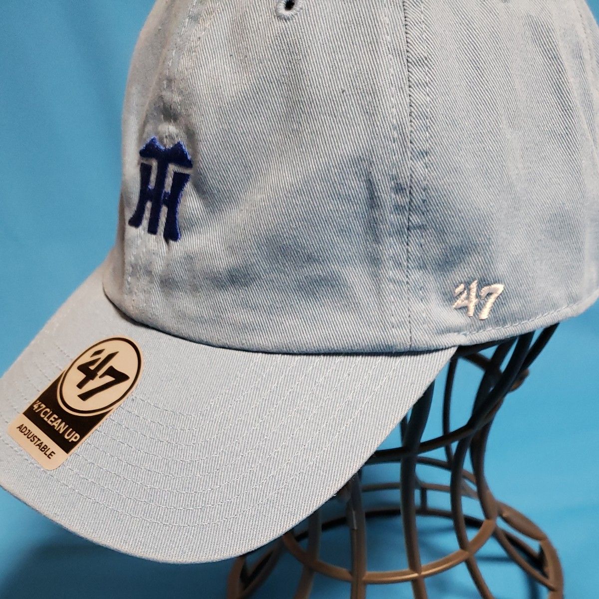 未着用 ’47 阪神タイガース 帽子 キャップ 大人フリー 綿 アジャスタブル 水色 ブルーロゴ Tigers 公式 プロ野球