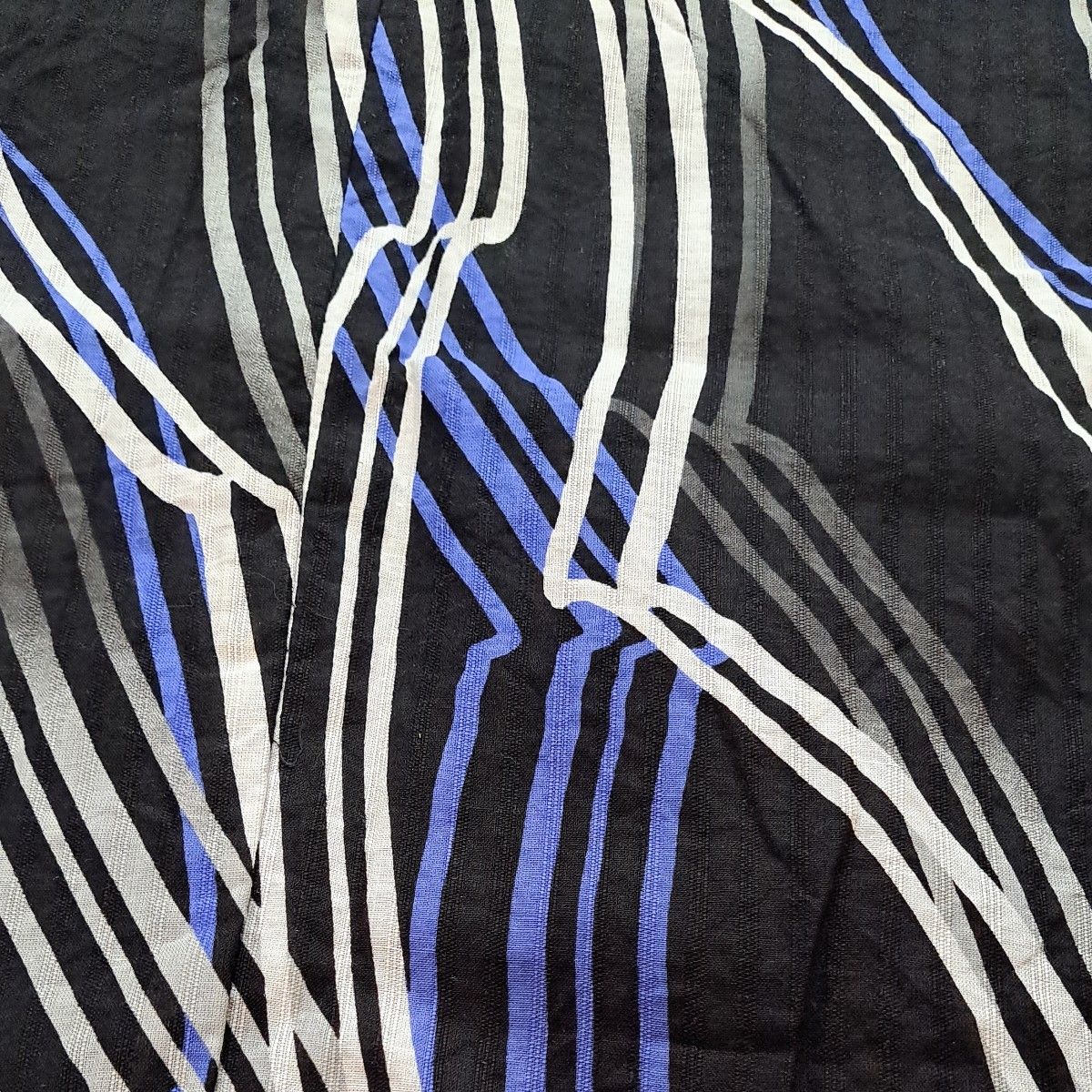 RK リョウコキクチ 浴衣 メンズ L 綿麻 ブランド ゆかた 流線 幾何学 黒 青 グレー 白 仕立て上がり 男性 和服 単品