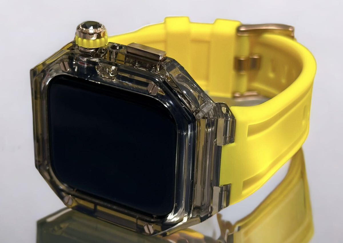 TBY* черный прозрачный желтый * Apple часы частота резиновая лента покрытие Apple Watch прозрачный чехол 40mm 41mm 44mm 45mm 4 винт 