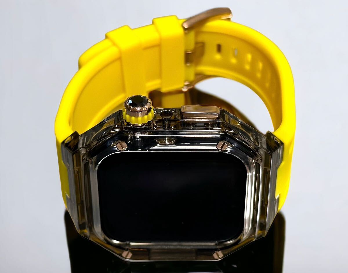 TBY* черный прозрачный желтый * Apple часы частота резиновая лента покрытие Apple Watch прозрачный чехол 40mm 41mm 44mm 45mm 4 винт 