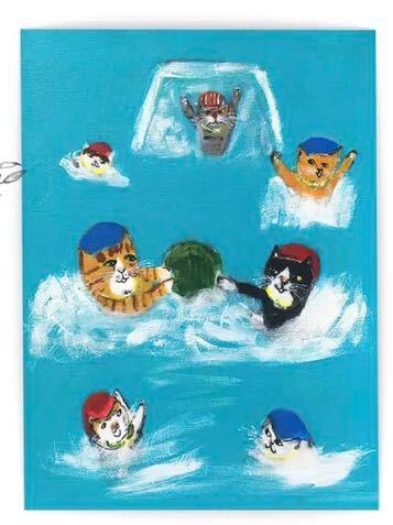 水中ラグビーをする猫たち　アートポスター　インテリア　リビング　玄関　トイレ　レトロ　ディスプレイ