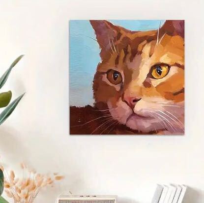 油絵風の猫　アートポスター　インテリア　リビング　玄関　トイレ　お店　キッチン　ディスプレイ
