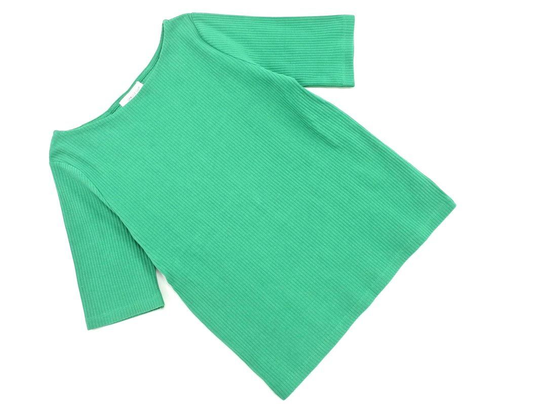  cat pohs OK OPAQUEope-k boat neck rib T-shirt sizeM/ green #* * eea7 lady's 