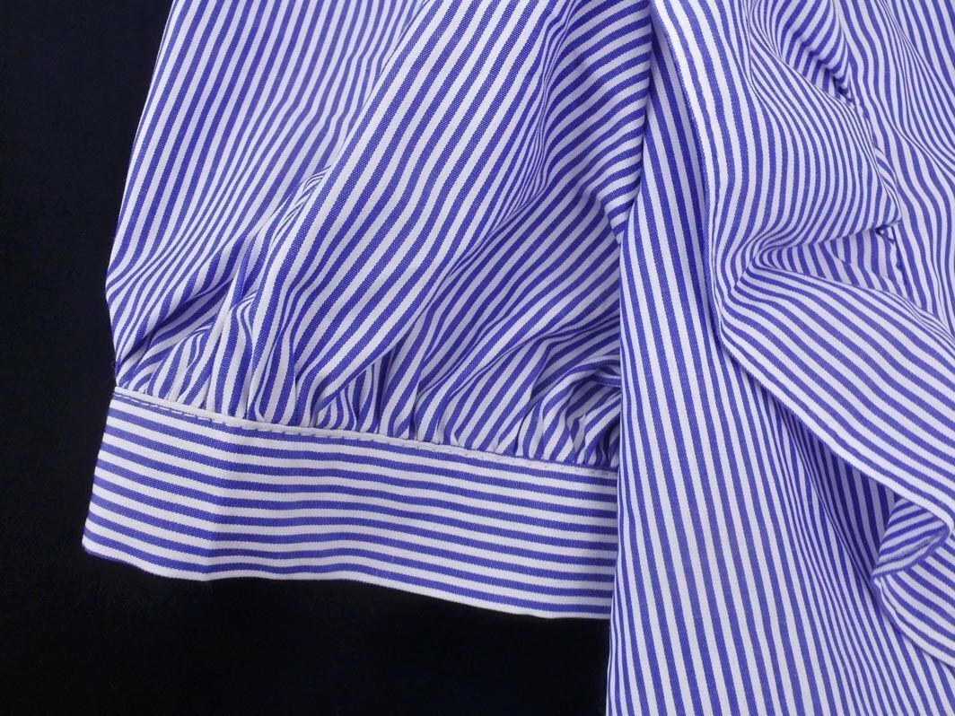 INGNI wing stripe frill blouse shirt sizeM/ white x blue #* * eea7 lady's 