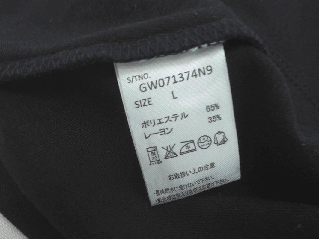 ネコポスOK GLOBAL WORK グローバルワーク Vネック ロールアップスリーブ Tシャツ sizeL/黒 ■◆ ☆ eeb0 レディース_画像5