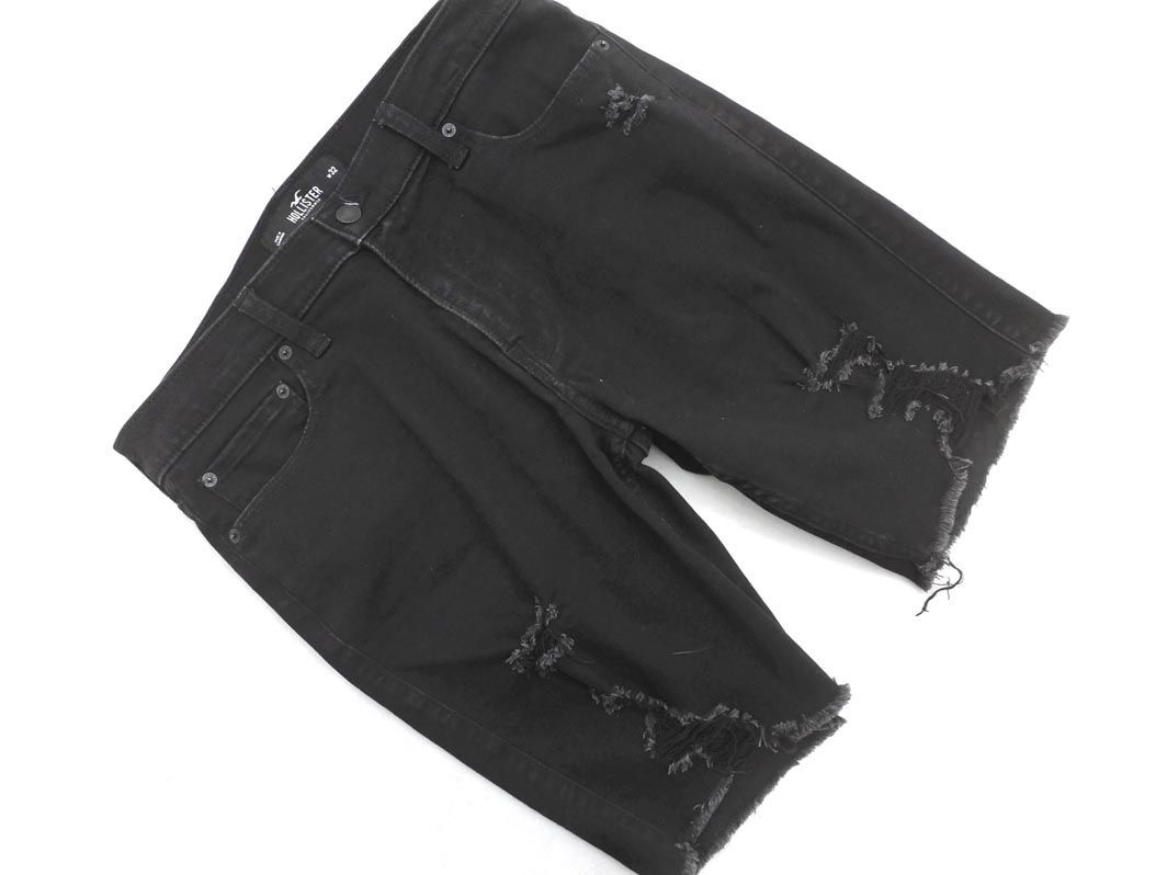 Hollister ホリスター ダメージ加工 ハーフ パンツ size32/黒 ■◆ ☆ eea9 メンズ_画像1