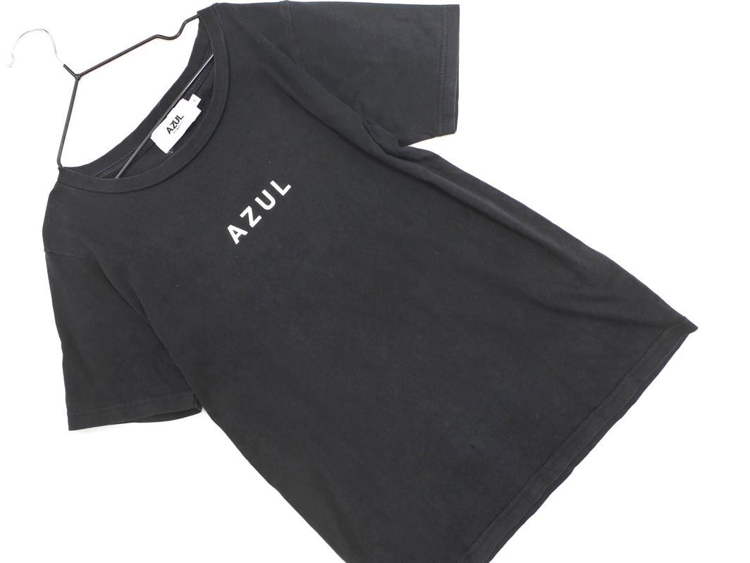 ネコポスOK AZUL BY MOUSSY アズールバイマウジー プリント Tシャツ sizeS/黒 ■◆ ☆ eeb0 レディース_画像1