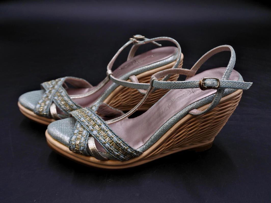 ginza kanematsu Ginza Kanematsu Wedge sole sandals size23.5/ light blue #* * eeb3 lady's 