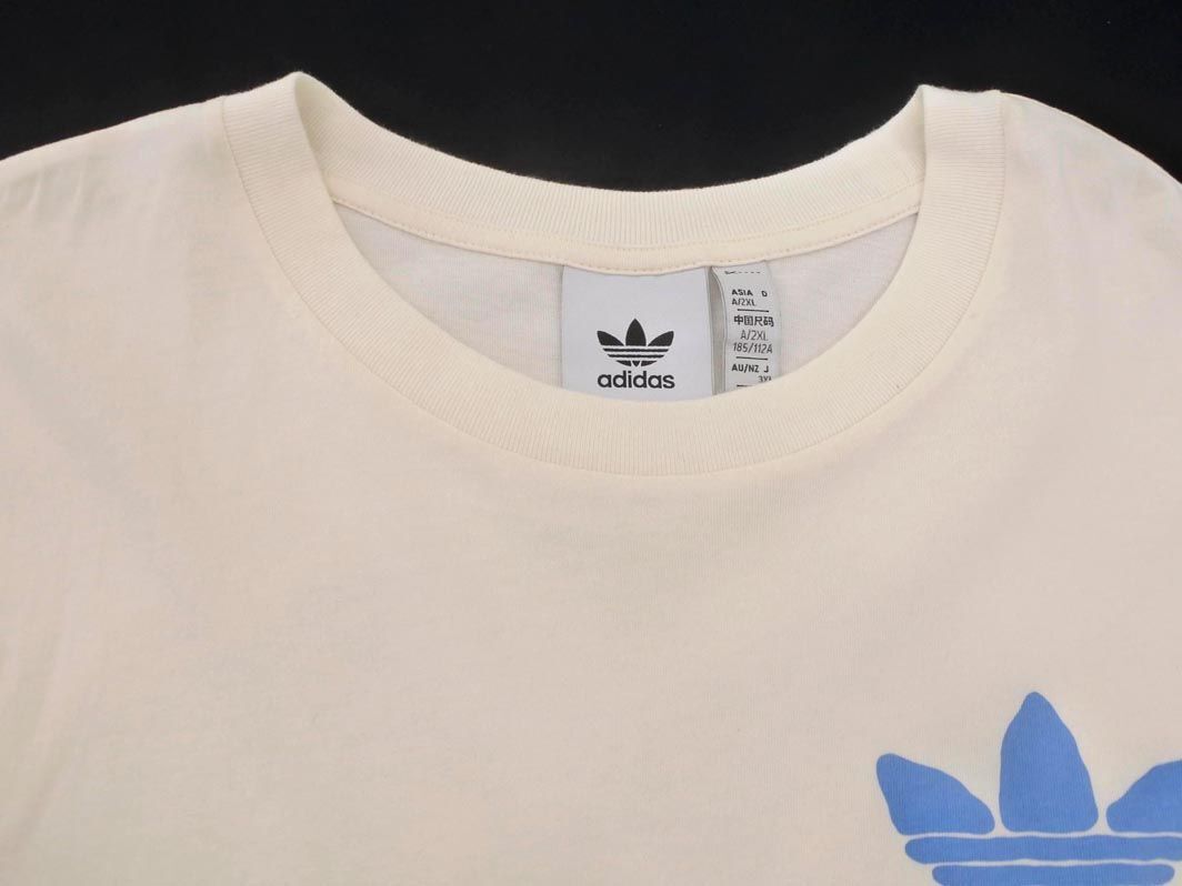 adidas アディダス 大きいサイズ ロゴ プリント カットソー size3XL/アイボリー ■◆ ☆ eeb3 メンズ_画像3