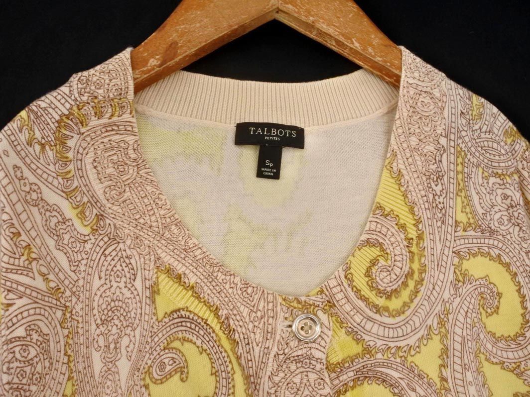 Talbots Talbots short sleeves total pattern cardigan sizeS/ beige #* * eeb4 lady's 