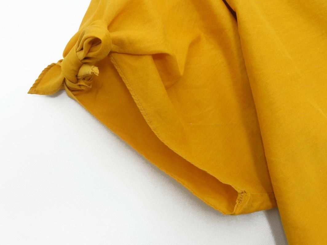  cat pohs OK UNTITLED Untitled silk . ribbon do Le Mans blouse shirt size2/ mustard #* * eeb4 lady's 