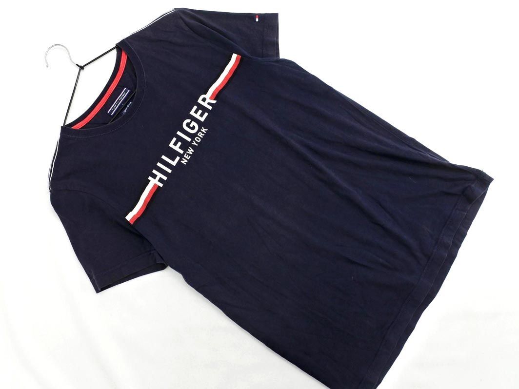 TOMMY HILFIGER トミーヒルフィガー プリント Tシャツ sizeM/紺 ■◆ ☆ eeb4 メンズ_画像1