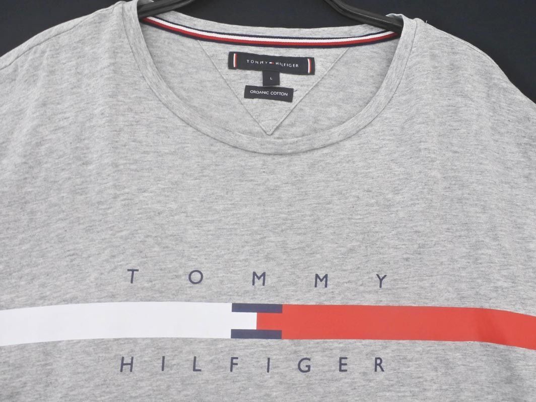 TOMMY HILFIGER トミーヒルフィガー ロゴ Tシャツ sizeL/グレー ■◆ ☆ eeb5 メンズ_画像3