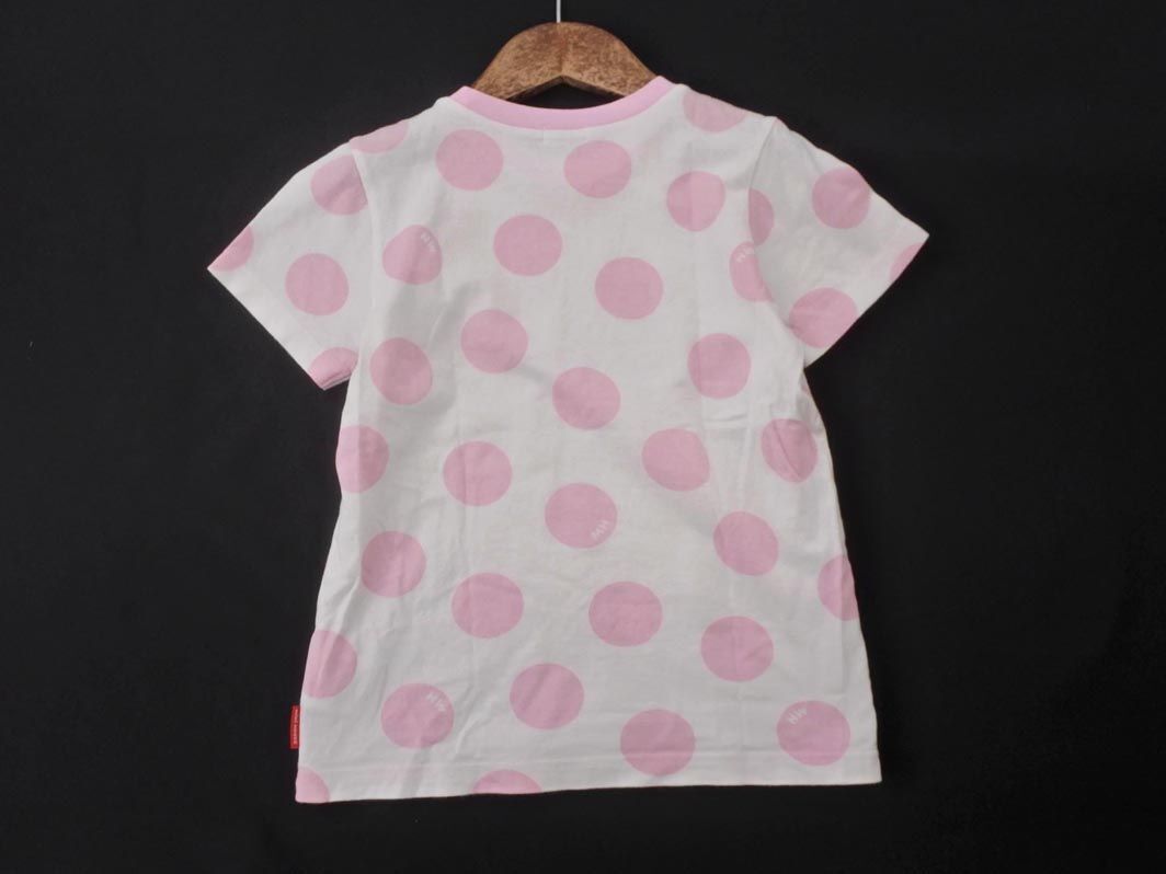 ネコポスOK MIKIHOUSE ミキハウス ドット Tシャツ 120cm 白ｘピンク ■◆ ☆ eeb5 子供服_画像4