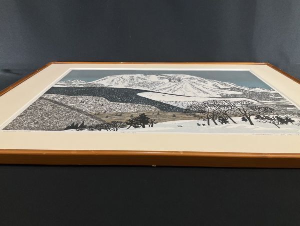  genuine work # woodblock print # north hill writing male #[ snow. mountain ]#1975 year #ORIGINAL WOODBLOCK PRINT* light . manner. version scenery . four etc. asahi day small . chapter spring . member #1b