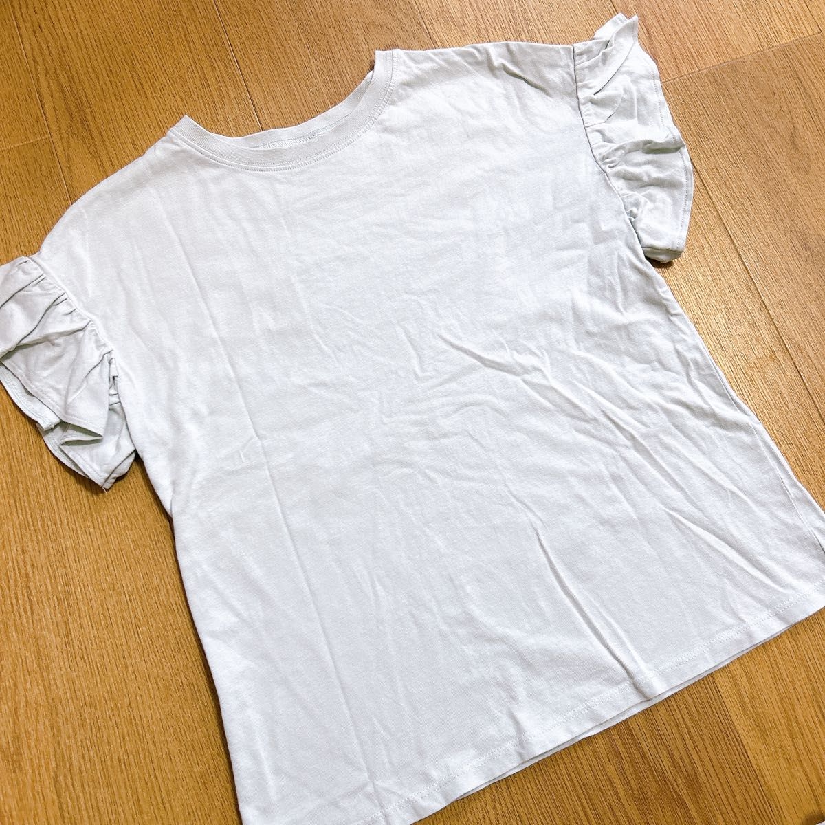 GU：半袖 フリルTシャツ 150cm