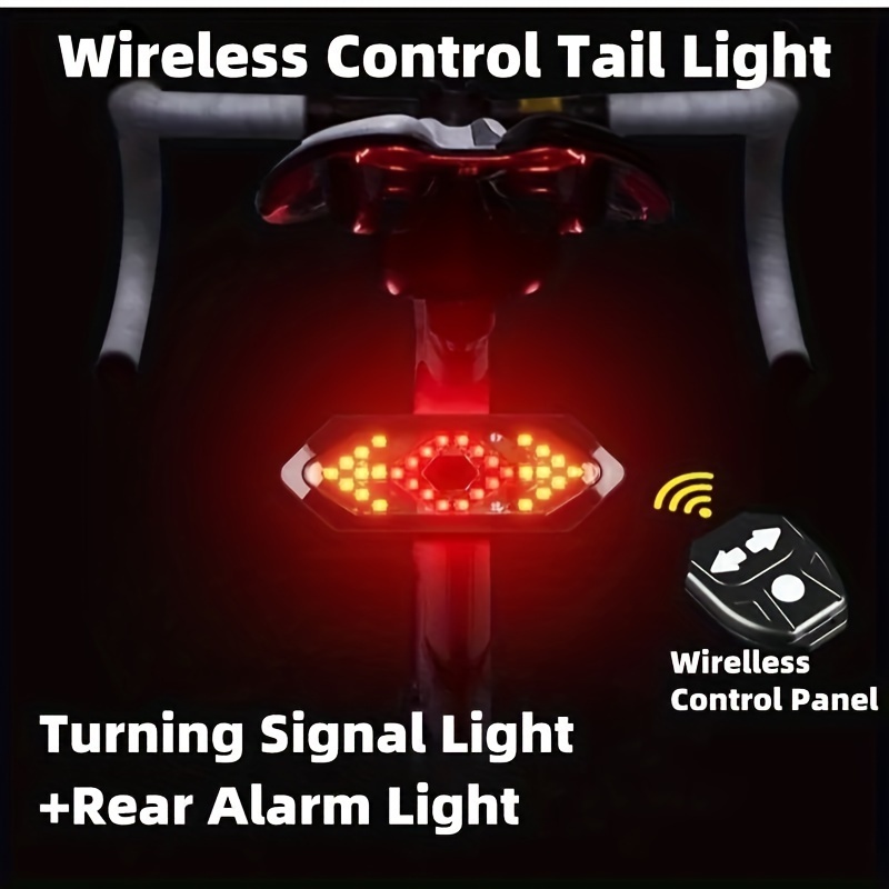 自転車 ウインカー LED ワイヤレス リモコン付き 左折 右折 安全ライト テールライト 警告灯 夜間走行 自転車用ライト t521の画像1