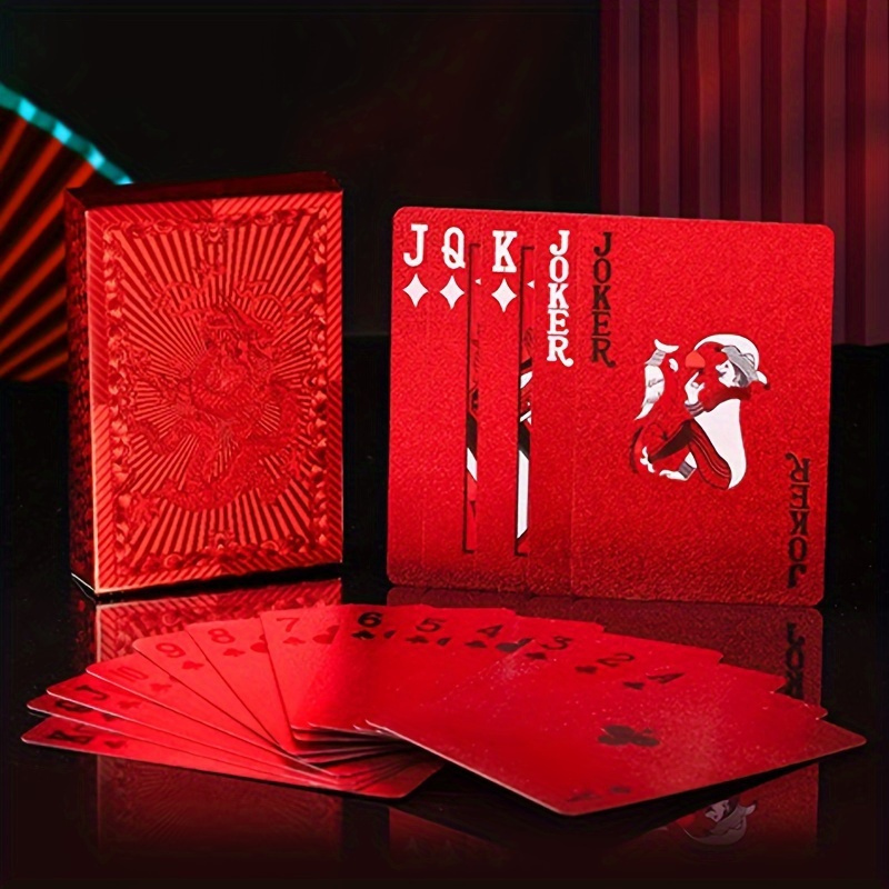 トランプ プラスチック レッド 赤 シンプル 真っ赤 虎 光沢 カードゲーム おもしろグッズ パーティー トランプカード おしゃれ t637_画像2