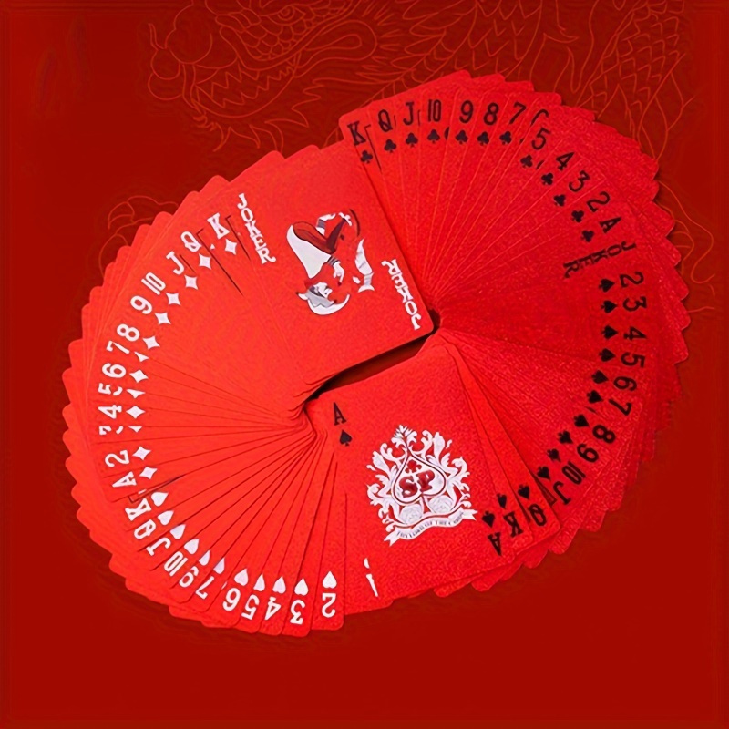 トランプ プラスチック レッド 赤 シンプル 真っ赤 虎 光沢 カードゲーム おもしろグッズ パーティー トランプカード おしゃれ t637_画像4