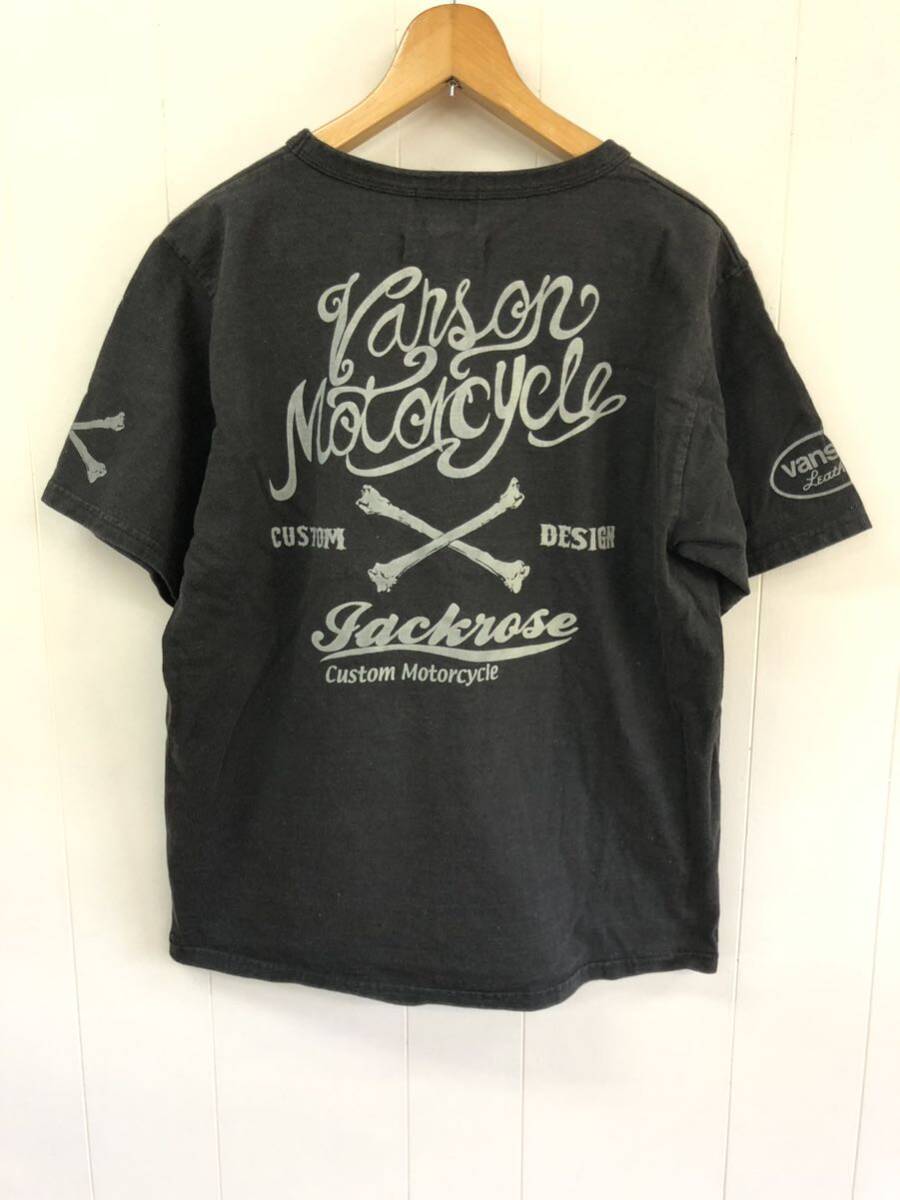 vanson jackrose 半袖Tシャツ ブラック ポケットTシャツ　バックプリント　バンソン　ジャックローズ　フェード made in USA_画像1