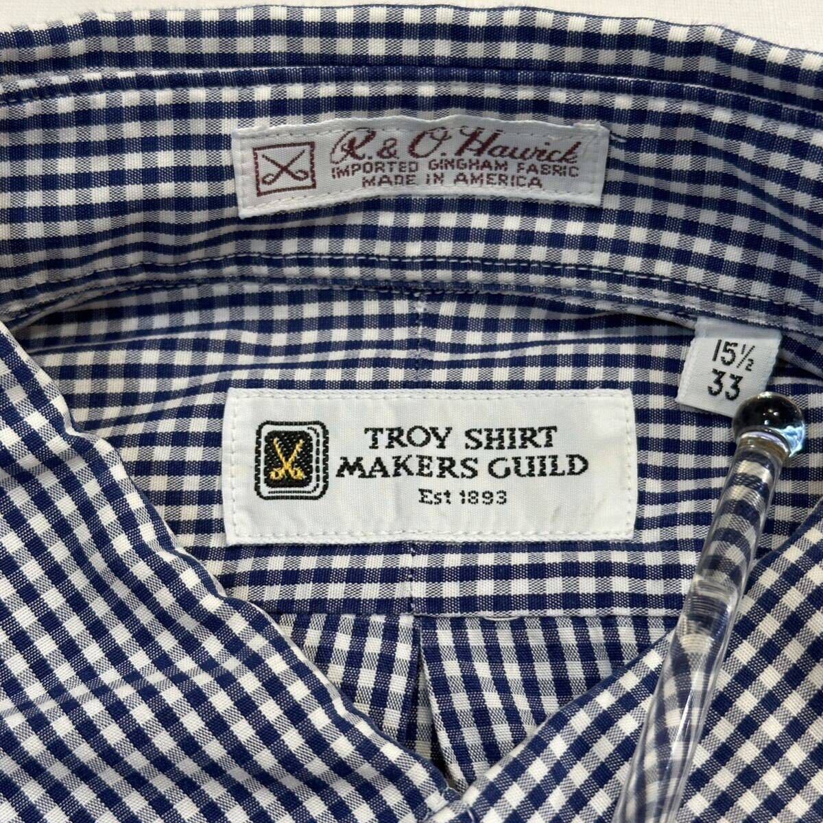 アメリカ製 TROY SHIRT R&O Hawick B.D L/S Shirt トロイ シャツ ギンガムチェック ボタンダウン 長袖 15 1/2-33 